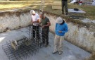 Assembling the rebar structure of the central chamber.
